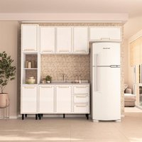 Cozinha Compacta Sem Tampo Amara 8 Portas 3 Gavetas Branca