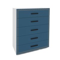 Cômoda Valência 5 Gavetas Azul e Branca