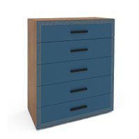 Cômoda Valência 5 Gavetas Azul e Freijó