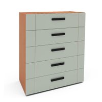 Cômoda Lisboa 5 Gavetas Verde e Freijó