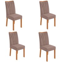 Conjunto com 4 Cadeiras Apogeu Suede Bege e Amêndoa