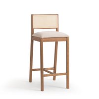 Banqueta Serena com Tela Natural Poliéster Bege e Marrom