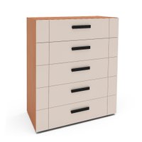 Cômoda Lisboa 5 Gavetas Creme e Freijó