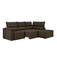 Sofá de Canto 3 Lugares Santorini Veludo Marrom 230 cm