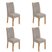 Conjunto com 4 Cadeiras Apogeu Veludo Capuccino e Amêndoa