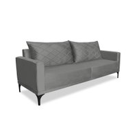 Sofá 3 Lugares Eros Veludo Cinza Chumbo 180 cm