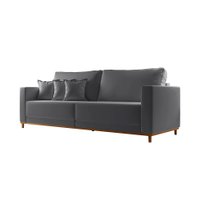 Sofá 3 Lugares Riviera Veludo Cinza 230 cm