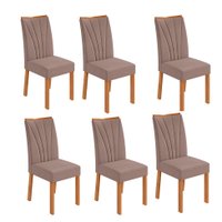 Conjunto com 6 Cadeiras Apogeu Suede Bege e Amêndoa