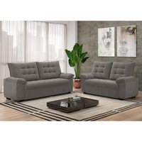 Conjunto de Sofás Com 2 e 3 Lugares Bertioga Veludo Cinza