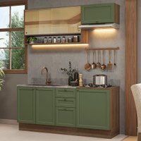 Armário de Cozinha Completa 180 cm Rustic/Verde Vik Madesa 05