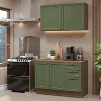 Armário de Cozinha Compacta 120 cm Rustic/Verde Vik Madesa 01
