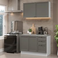 Armário de Cozinha Compacta 120 cm Branco/Cinza Vik Madesa 01