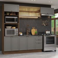 Armário de Cozinha Completa 270 cm Rustic/Cinza Vik Madesa 04