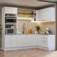 Armário de Cozinha Completa de Canto 399 cm Branco Vik Madesa 02
