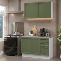 Armário de Cozinha Compacta 120 cm Branco/Verde Vik Madesa 01