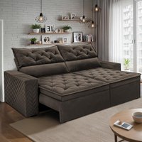 Sofá Retrátil e Reclinável 2,00m Essence Velusoft Café Cama inBox