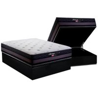 Cama Box Baú Casal: Colchão Molas MasterPocket Ensacadas Herval Maxspring Málaga + Base CRC Suede Black (138x188)