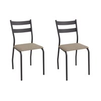 Cadeira Sala de Jantar Bali 2C141PRF Aço Kit 2 Un Preto/Linho Bege Fendi - Kappesberg