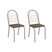 Cadeira de Cozinha Holanda 2C009NK Aço Kit 2 Un Niquel/Suede Cappuccino - Kappesberg