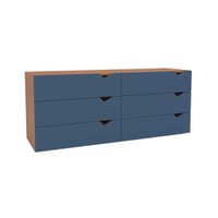 Cômoda Casal Porto c/ 6 Gavetas Freijo/Azul - Politorno