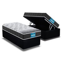 Cama Box Baú Solteiro: Colchão Anatômico Probel D28 Guarda Costas PróMiddle + Base CRC Suede Black (88x188)