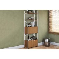 Estante de Livros Industrial Alta LI018 c/ 4 Portas 72x200cm Canela/Branco - Kappesberg