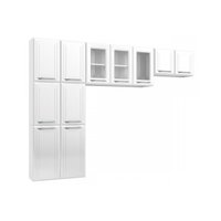 Cozinha Compacta Topazio c/ 11 Portas ( 3 c/ Vidro ) Branco - Telasul