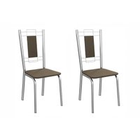 Cadeira de Cozinha Florença 2C005CR Aço Kit 2 Un Cromado/Suede Cappuccino - Kappesberg