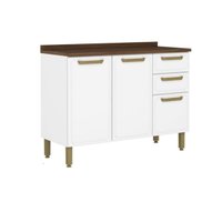 Balcão de Cozinha Modulado c/ Tampo Bella c/ 3 Portas e 2 Gavetas 120cm Branco - Bertolini