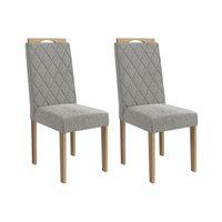 Cadeira Sala de Jantar Camélia 2CAD153 Madeirado Kit 2 Un Carvalho/Boucle Cinza - Kappesberg