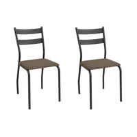 Cadeira Sala de Jantar Bali 2C141PRF Aço Kit 2 Un Preto/Suede Cappuccino - Kappesberg