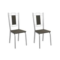 Cadeira de Cozinha Florença 2C005CR Aço Kit 2 Un Cromado/Suede Escuro - Kappesberg