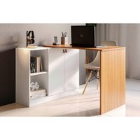 Mesa Computador Versa Home c/ 2 Portas Freijo/Branco - Telasul