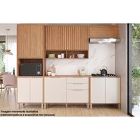 Kit de Cozinha Completa 5 Peças Divina (2Aéreos+2Balcões+1Paneleiro) CZ002 Freijo/Off White - MGM