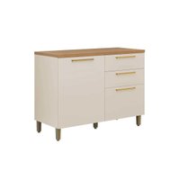 Gabinete de Cozinha Modulado c/ Tampo Atena c/ 1 Porta e 3 Gavetas 120cm Jequitiba/Off White Fosco - Linea Brasil