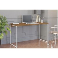Mesa Secretária Escritório Secretária Industrial LI003 Canela/Branco - Kappesberg