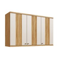 Armário Aéreo p/ Cozinha Sauvignon c/ 3 Portas Canelada 120cm Amendoa/Off White - Ronipa