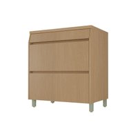 Balcão de Cozinha Modulado c/ Tampo Simone Mendes c/ 1 Porta e 1 Gaveta 80cm Carvalho/Greice - Nesher