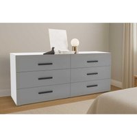 Cômoda Solteiro Valência c/ 6 Gavetas Branco/Cinza - Politorno