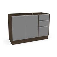 Gabinete de Cozinha Modulado Campanele c/ 2 Portas e 3 Gavetas s/ Tampo 120cm Castanho/Cinza - Politorno