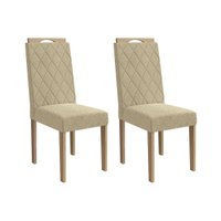 Cadeira Sala de Jantar Camélia 2CAD153 Madeirado Kit 2 Un Carvalho/Boucle Bege - Kappesberg