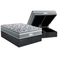 Cama Box Baú King: Colchão Molas Bonnel Probel Ensacadas Evolution Gray + Base CRC Suede Gray (193x203)
