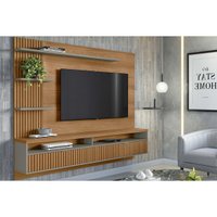 Painel Home p/ TV até 65 Pol Araruna c/ 2 Porta e 3 Prateleiras 200x170cm Amêndoa/Titânio - Linea Brasil
