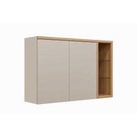 Armário Aéreo p/ Cozinha Allure c/ 2 Portas e 3 Nichos 120cm Jequitiba/Gris Fosco - Linea Brasil