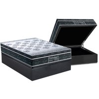 Cama Box Baú Casal: Colchão Molas Bonnel Probel Ensacadas ProDormir Springs Black + Base CRC Suede Gray (138x188)