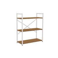 Estante de Livros Industrial Baixa LI007 c/ 3 Prateleiras 72x85cm Canela/Branco - Kappesberg