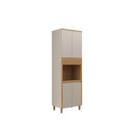 Paneleiro de Cozinha Modulado Allure c/ 5 Portas 1 Nicho p/ Forno 70cm Jequitiba/Gris Fosco - Linea Brasil