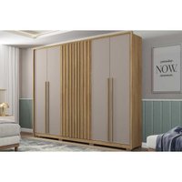 Guarda Roupa Casal 6 Portas (2 Ripadas) e 6 Gavetas New Comodus Buriti/Fendi - Caemmun