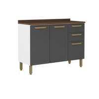 Balcão de Cozinha Modulado c/ Tampo Bella c/ 3 Portas e 2 Gavetas 120cm Grafite - Bertolini