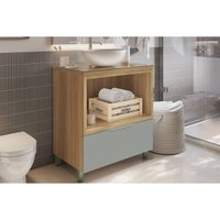 Bancada de Banheiro Balcão Marquesa c/ 1 Gaveta e 1 Nicho 80cm Nature/Verde - Nesher